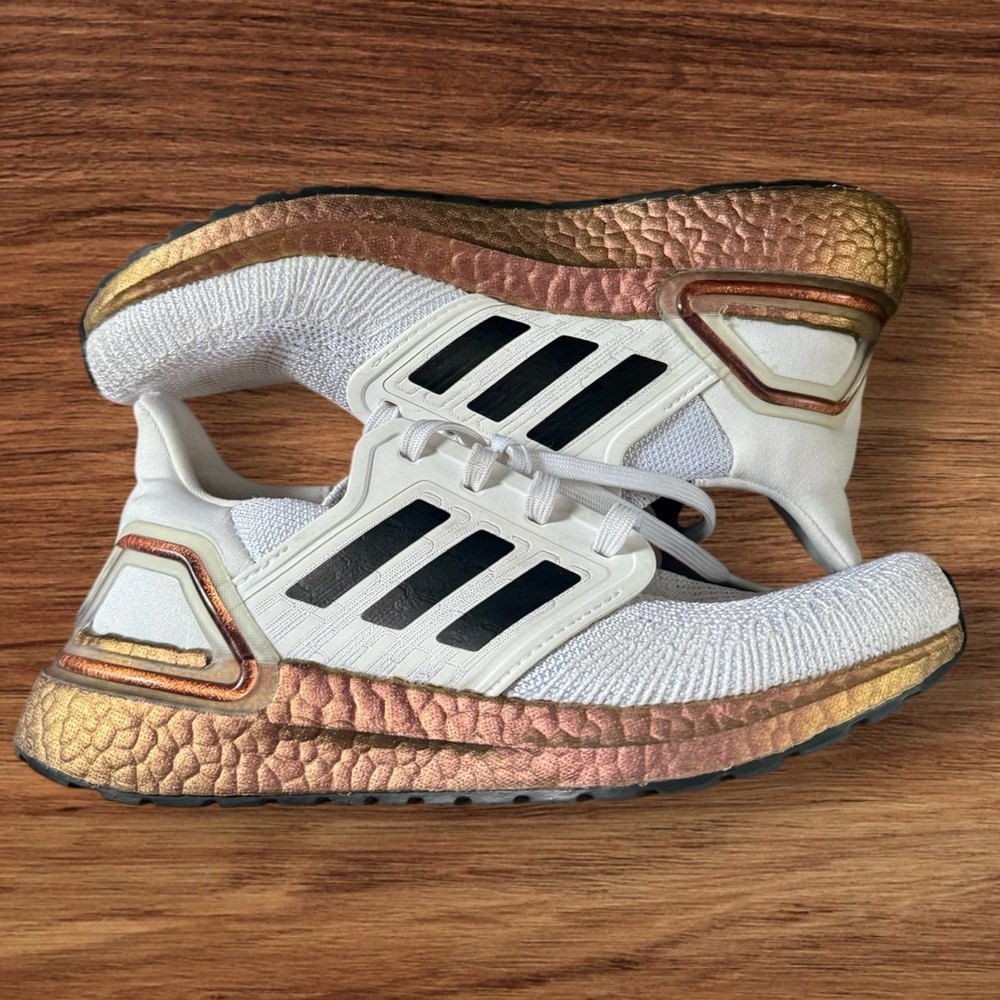 Adidas White Signal Pink Ultra Boost 20 Sneakers 5.5